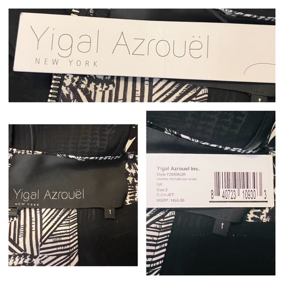 New! Limited Edition YIGAL AZROUEL Mesh Graphic Slit Detachable Top & Skirt Gown - Picture 10 of 10
